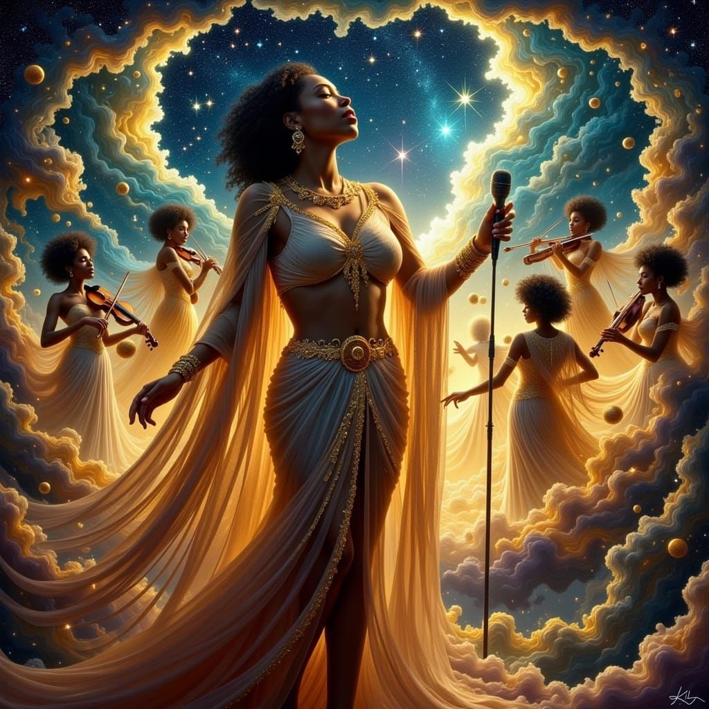 Afro-Latina Singer in Celestial Orchestra