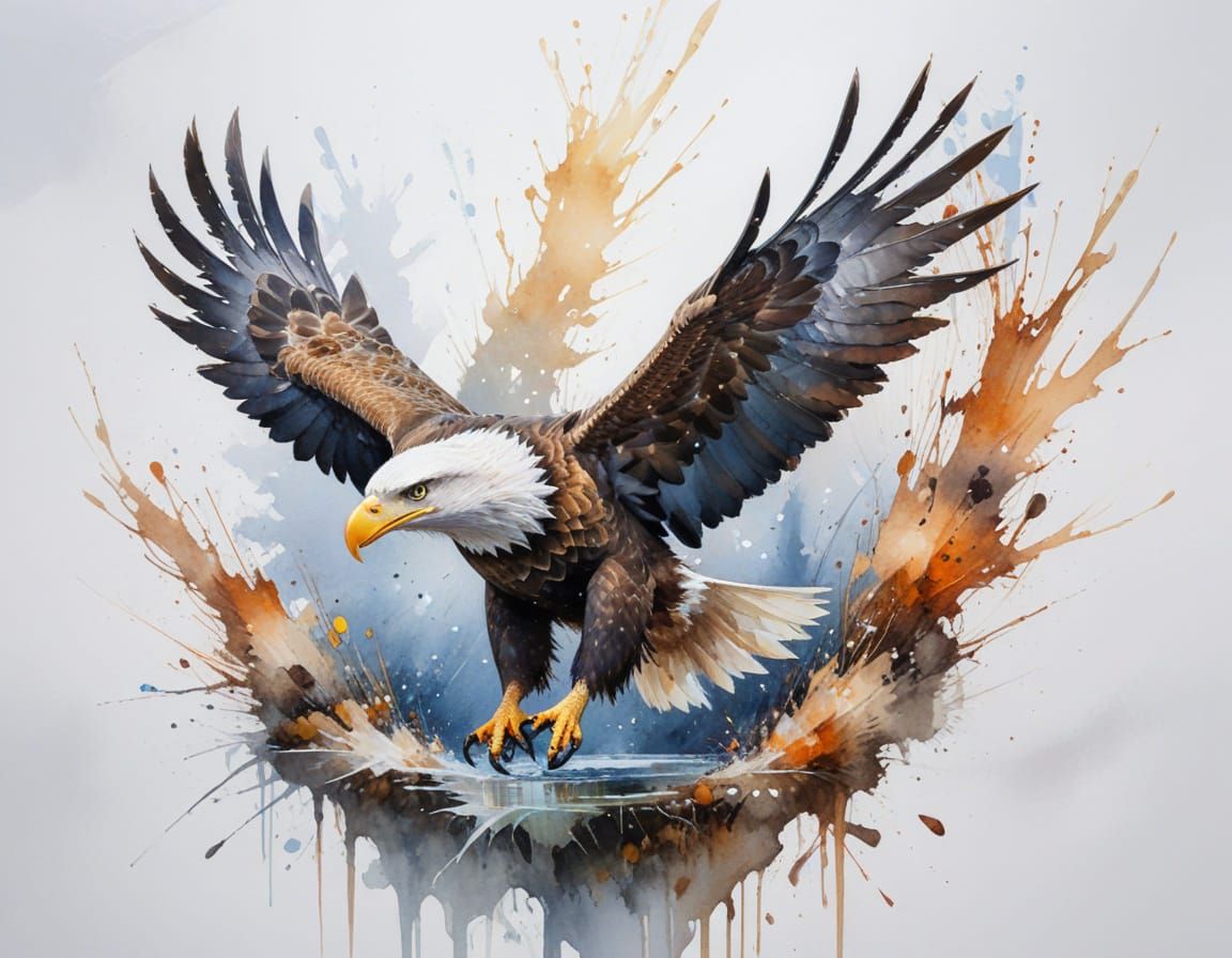 Bald Eagle Hunts Trout in Crystal Mountain Lake