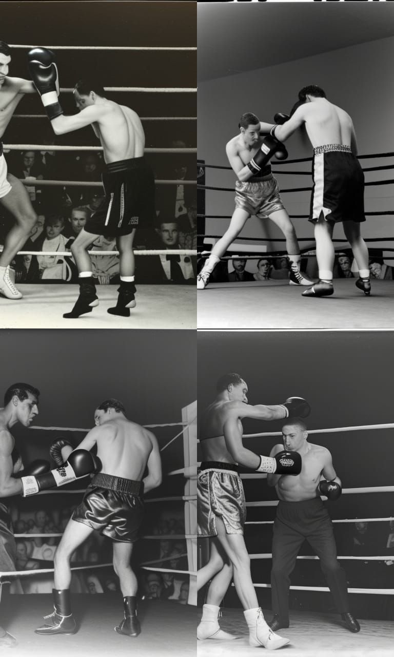 Vintage Boxing Match in Sepia Tones