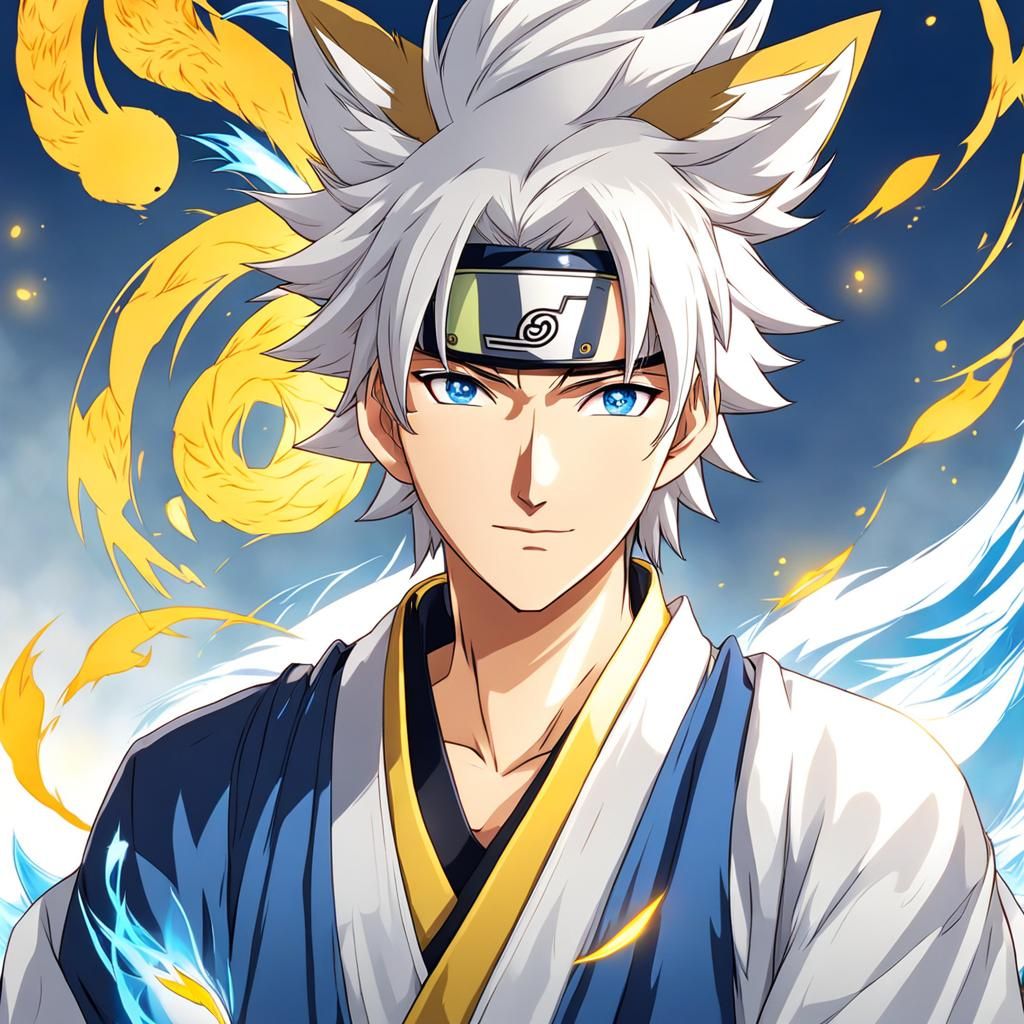 Anime Style Teen with Fox Ears in Kimono