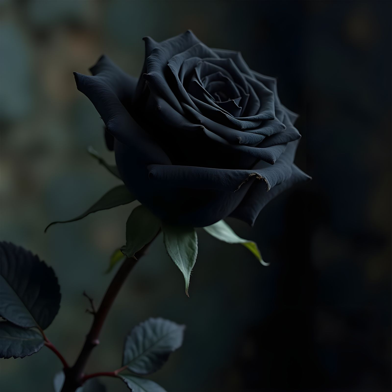 Elegant Gothic Black Rose Fades into Darkness