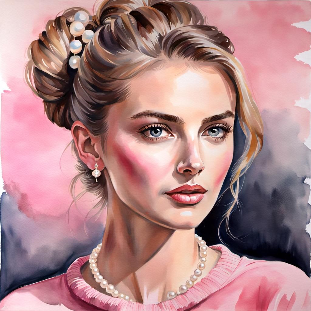 Watercolor Portrait of a German Woman in Expressionism Style