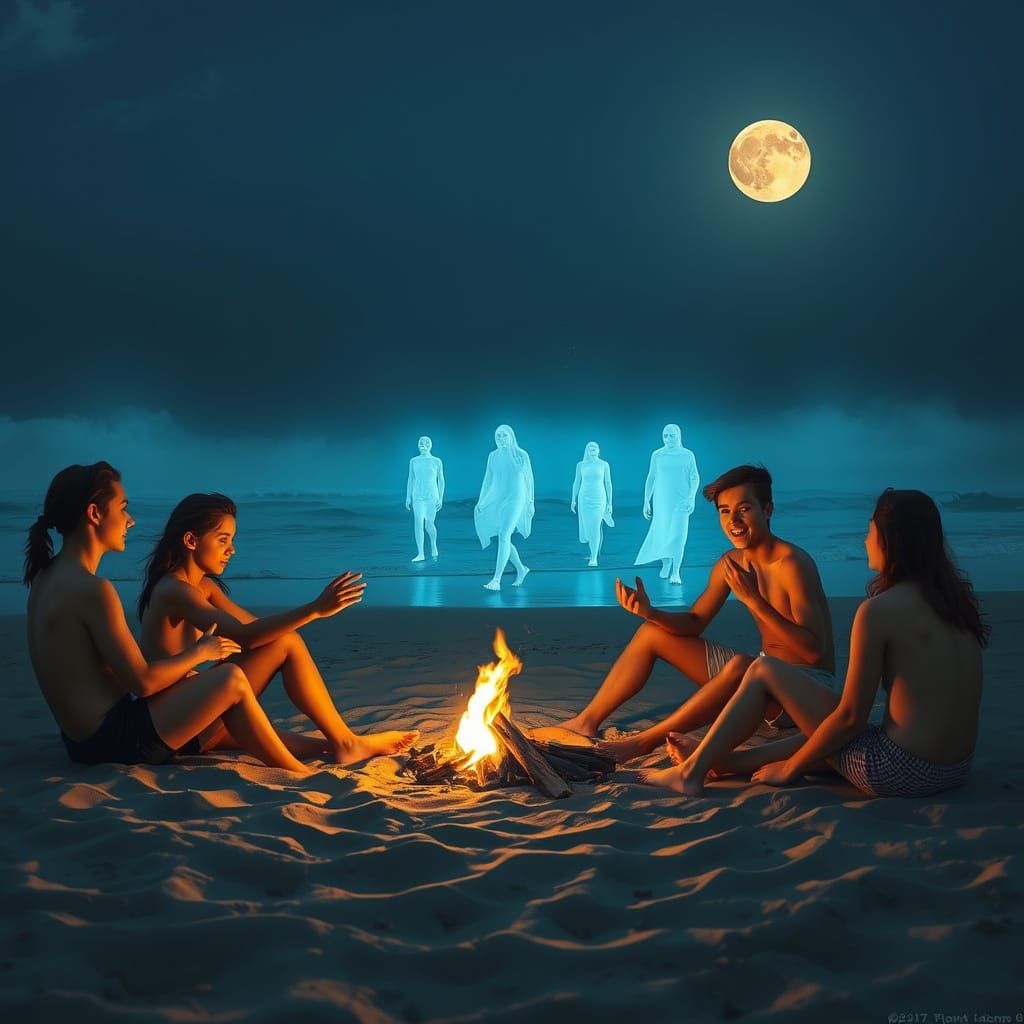 Ghost Story on the Beach, Digital Art