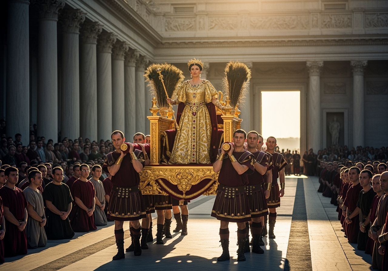 Roman Empress on Golden Litter in Ancient Rome