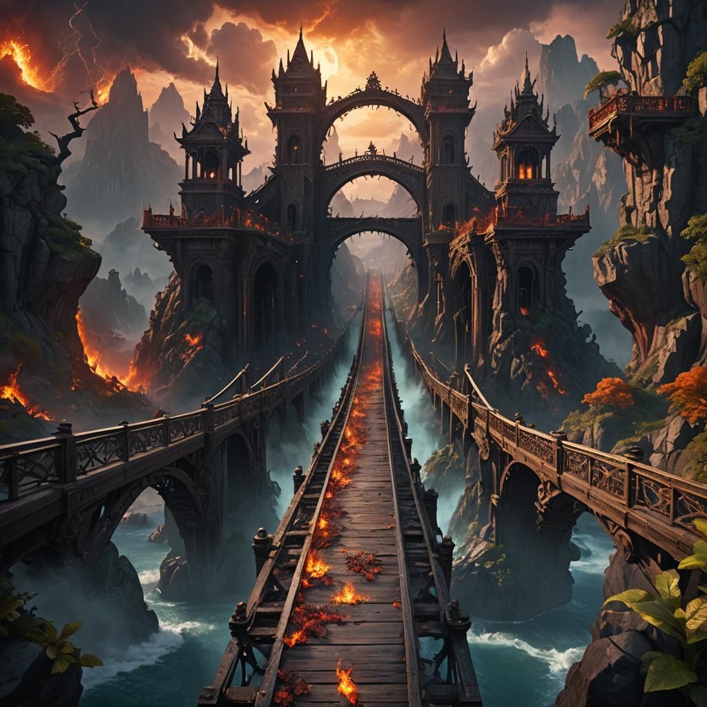 Bridge Between Hell and Paradise: Fantasy Concept Art