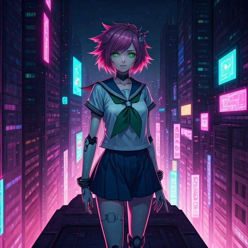 Cyberpunk Magical Girl Reigns Over the City