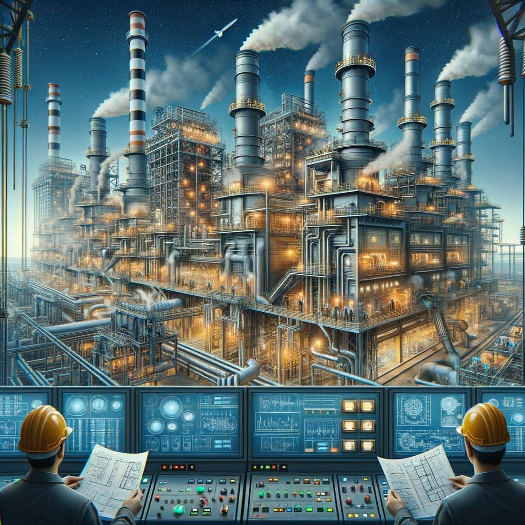 Industrial Power Plant in Operation with Diverse Workers