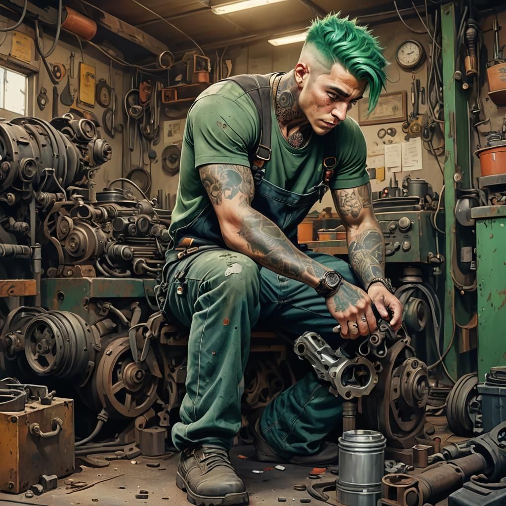 Grungy Mechanic Concept Art in Digital Painting Style