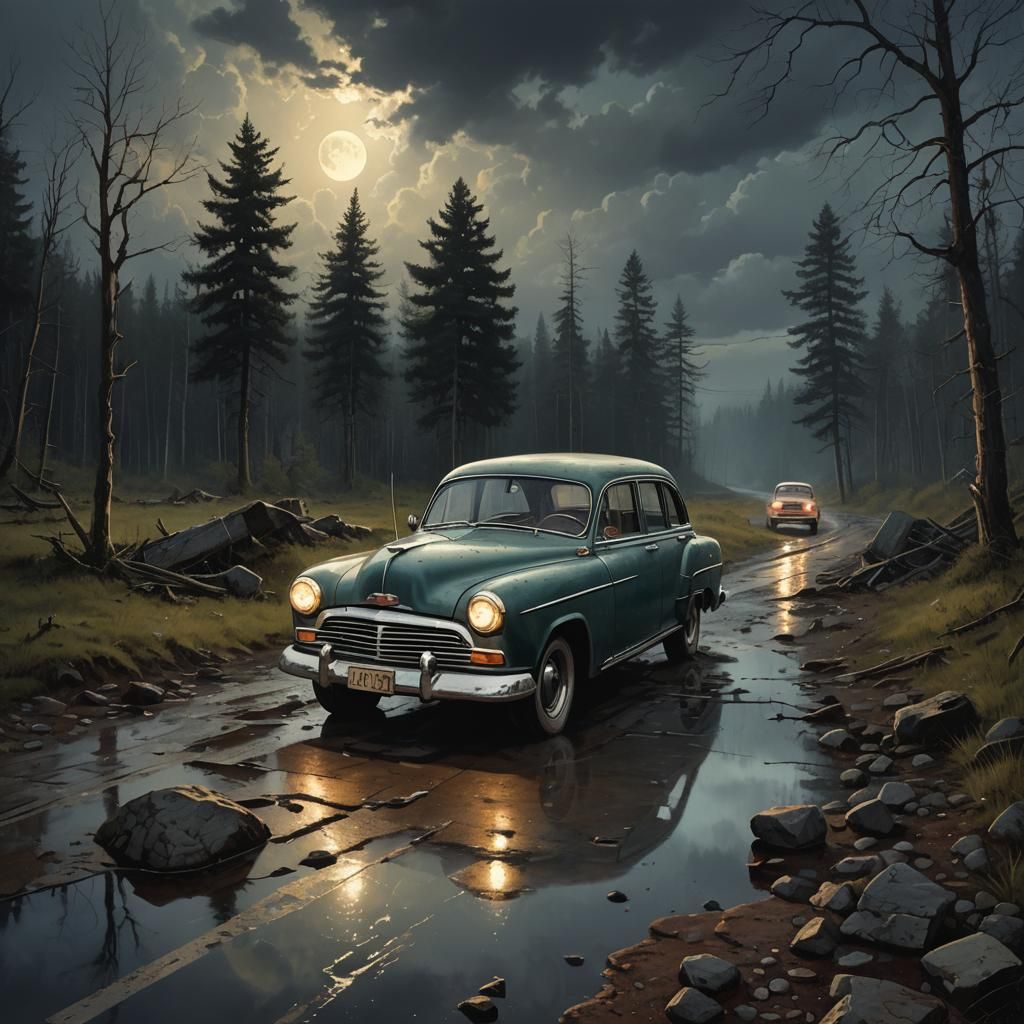 Broken Down Car on a Sinister Road