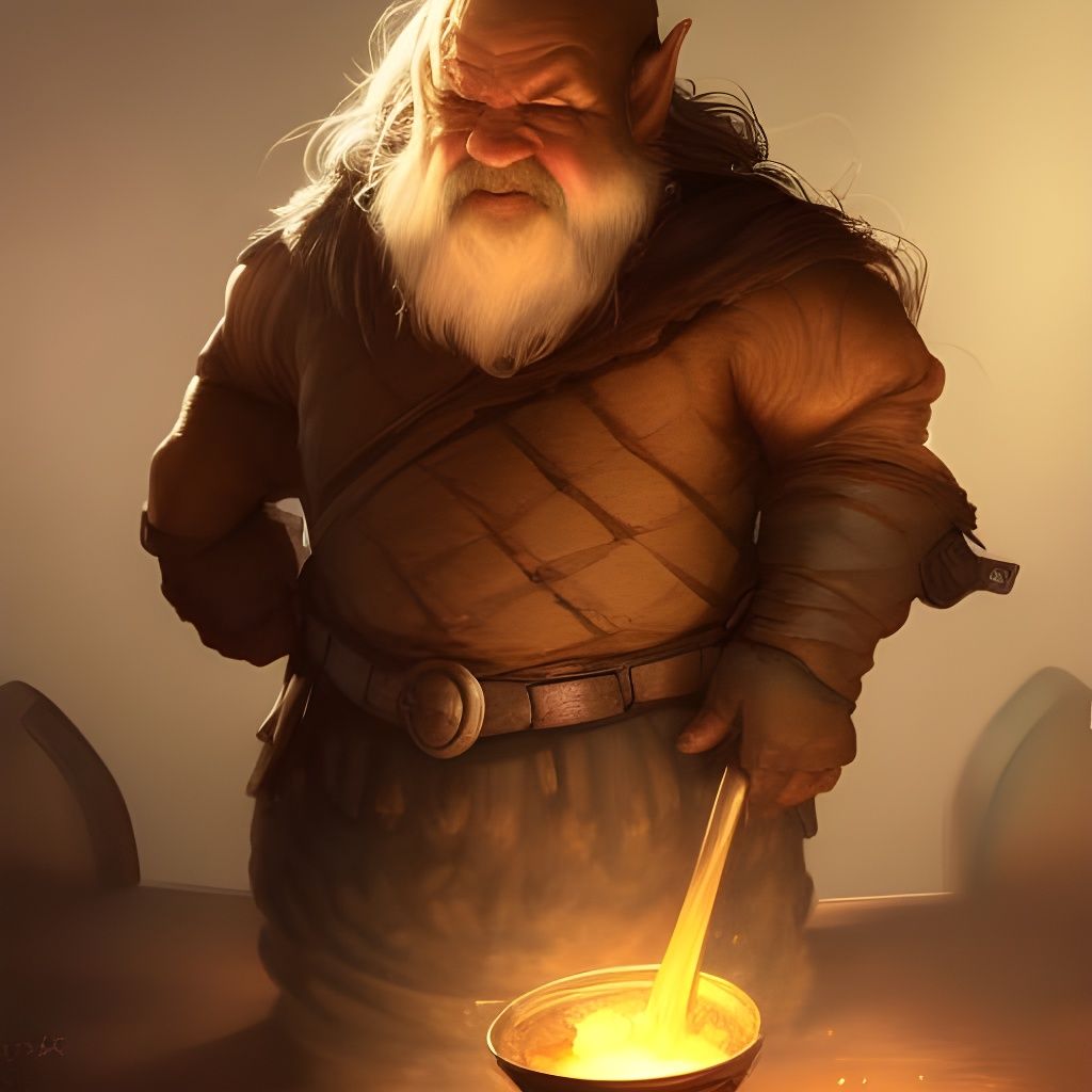 Fantasy Cook in Tavern, Art Nouveau Portrait