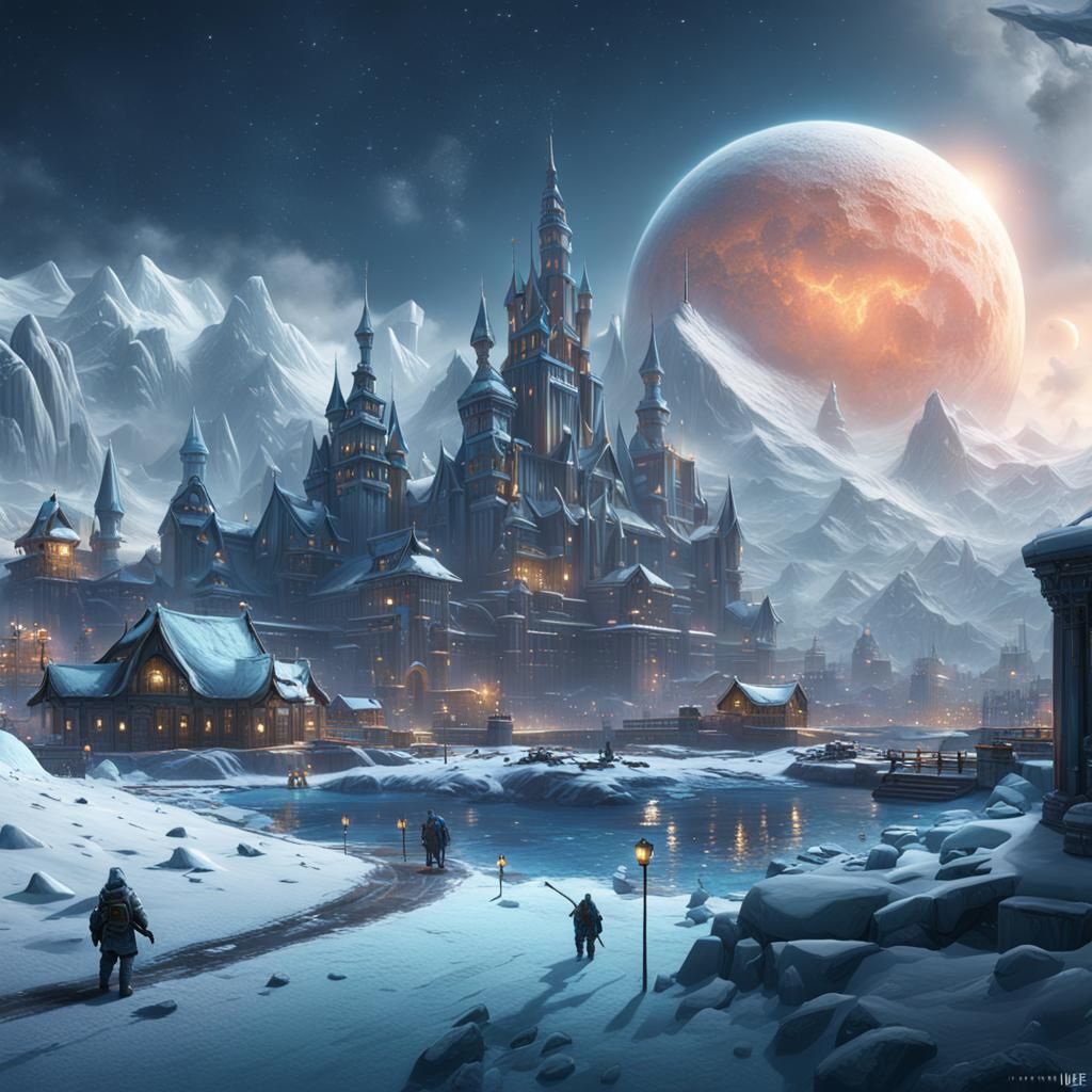 Icemoon Capital City: Detailed Matte Painting