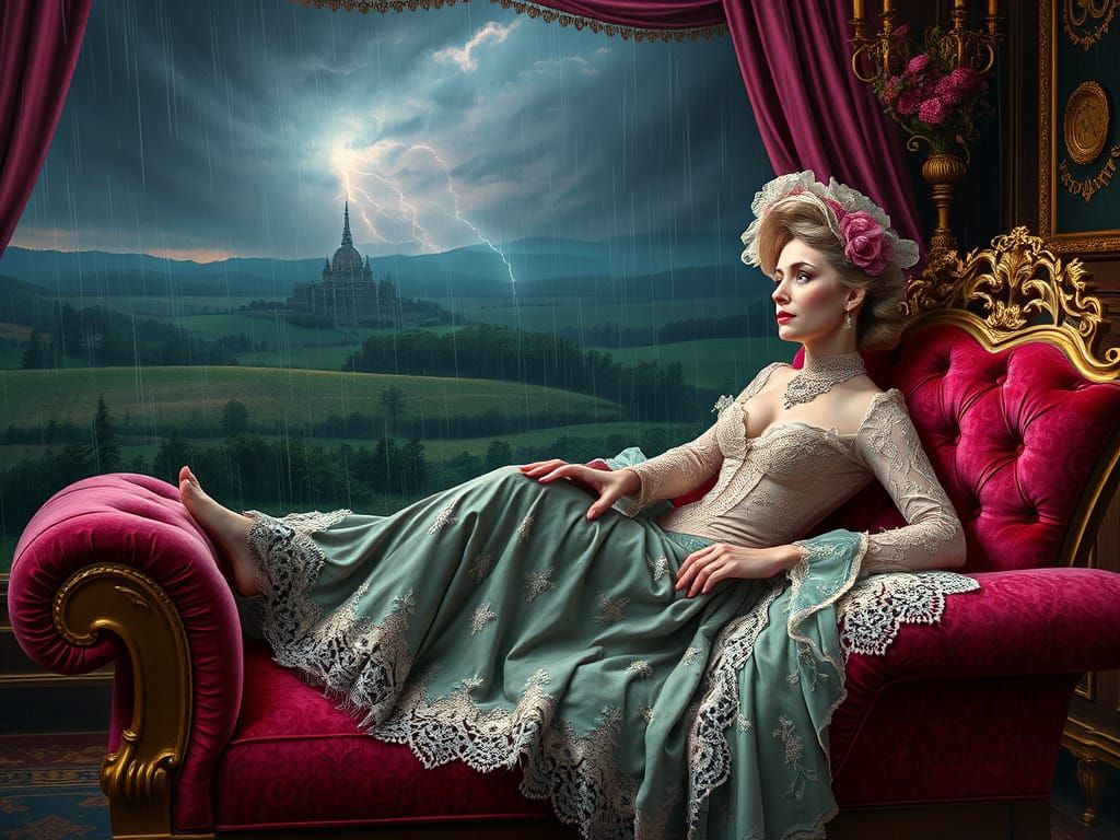 Ethereal Lady in Opulent Surroundings