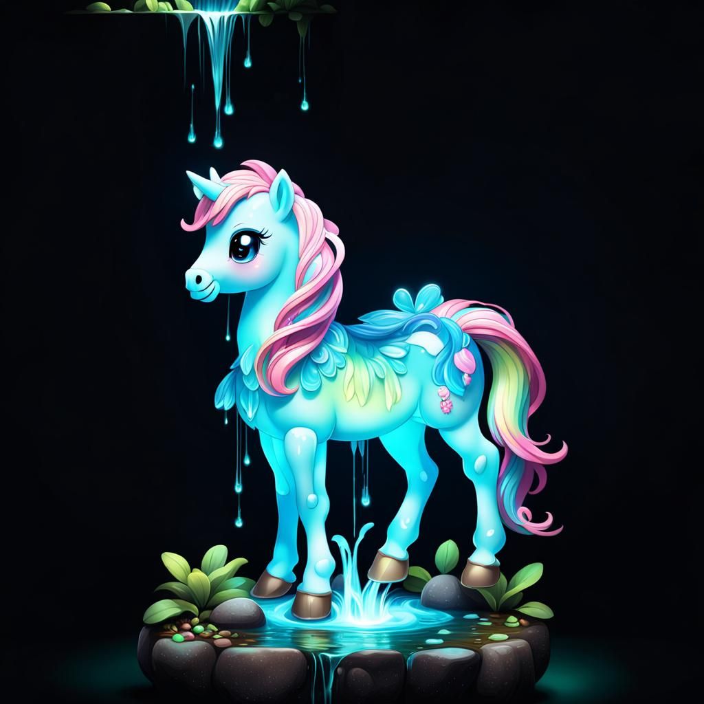 Bioluminescent Chibi Pony in Candy Garden Art