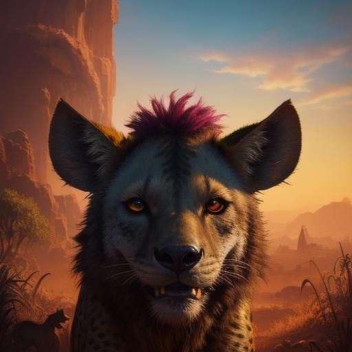 Nala vs Hyena: Dark Fantasy Savannah Battle