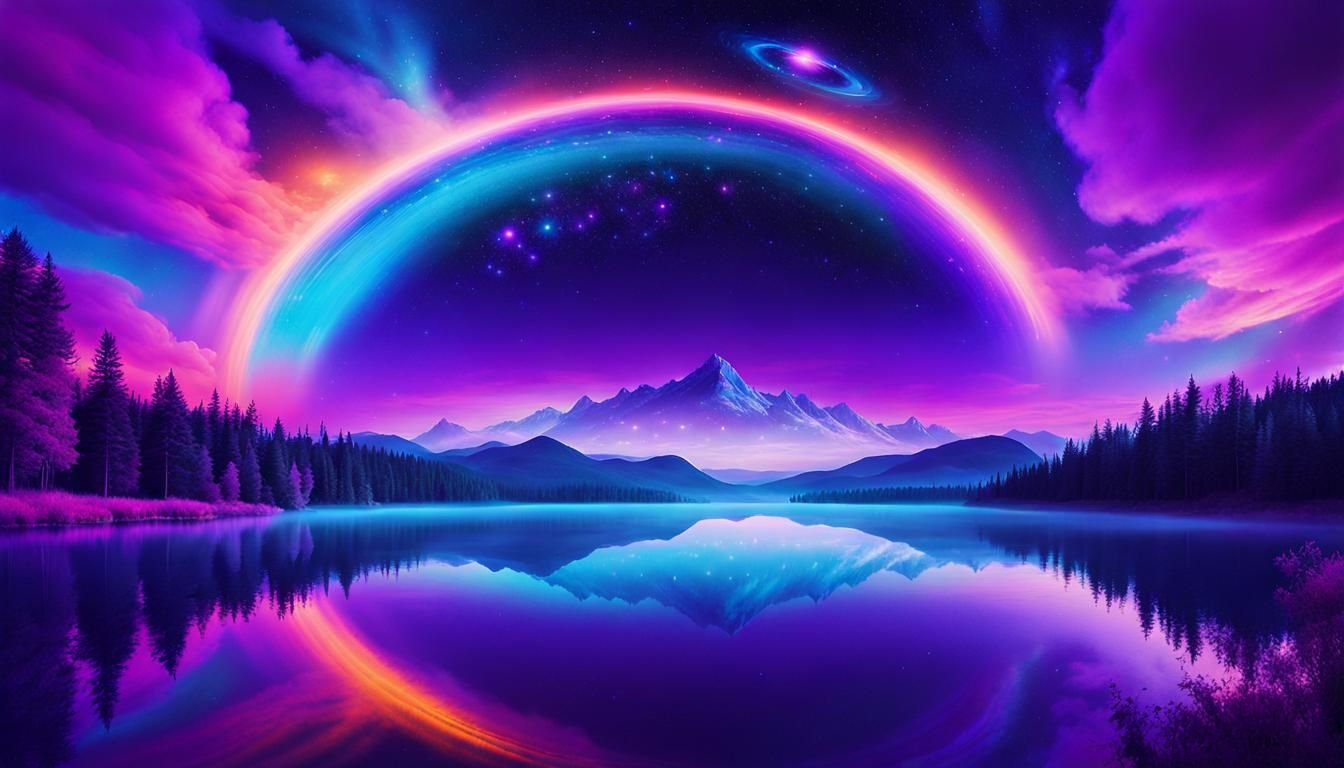 Surreal Multiverse Portal Over Tranquil Lake