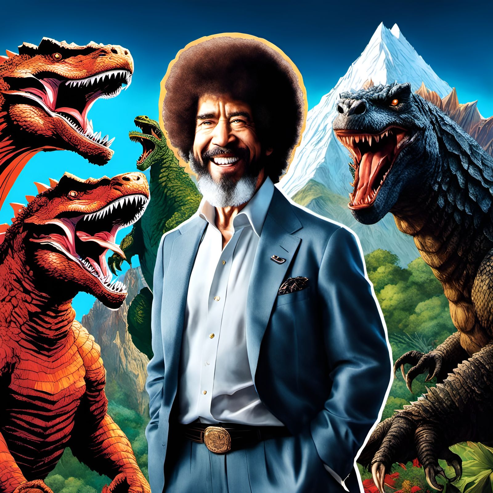 Bob Ross Meets Godzilla: A DaVinci-Style Portrait