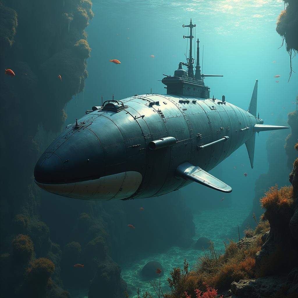 Orca Submarine in Futuristic Concept Art Style
