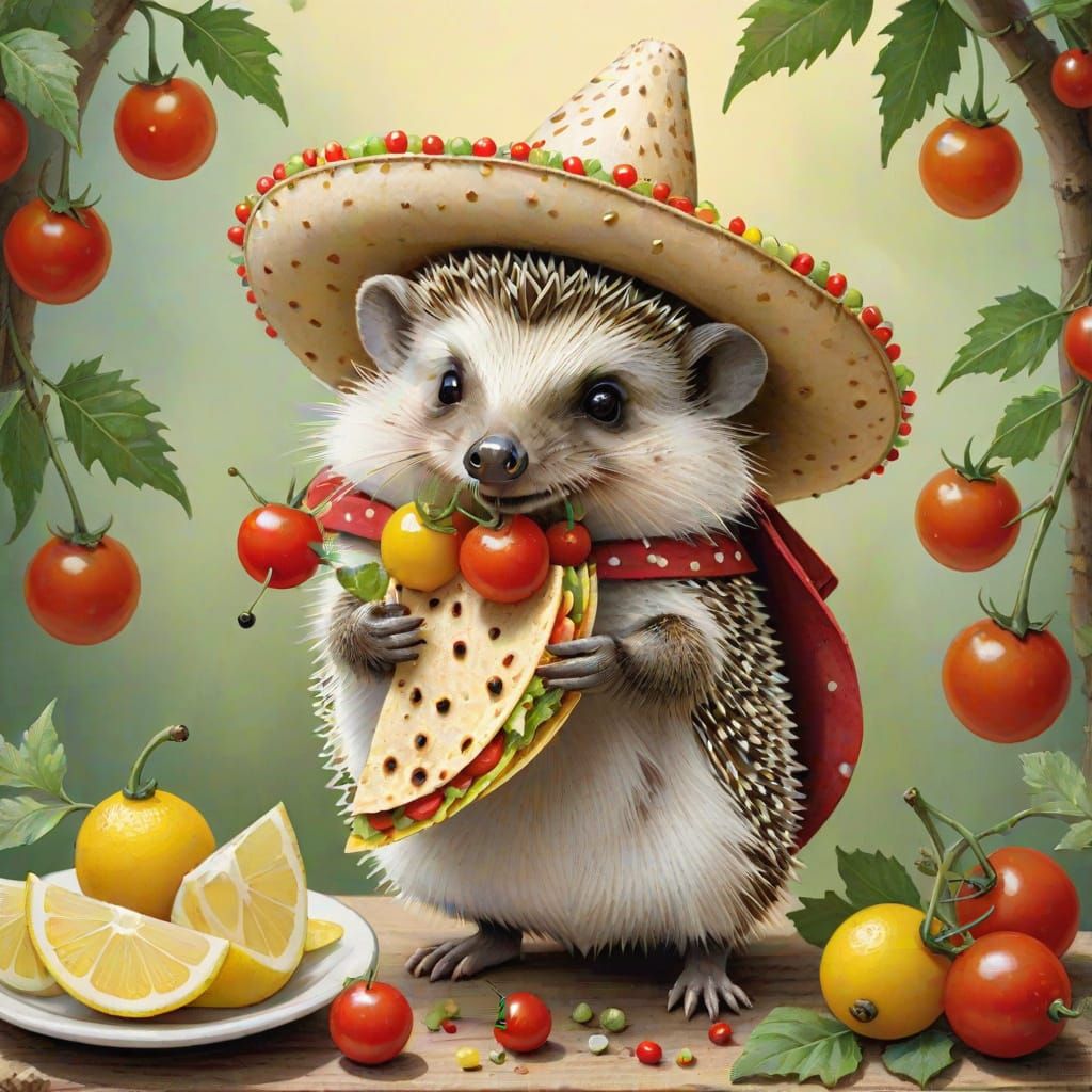 a cute hedgehog in a sombrero hat,