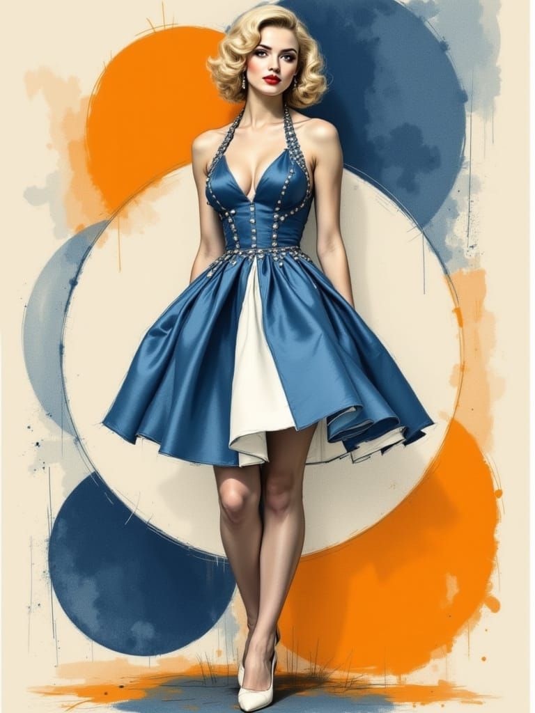 Glamorous Woman in Bold Pop Art Setting