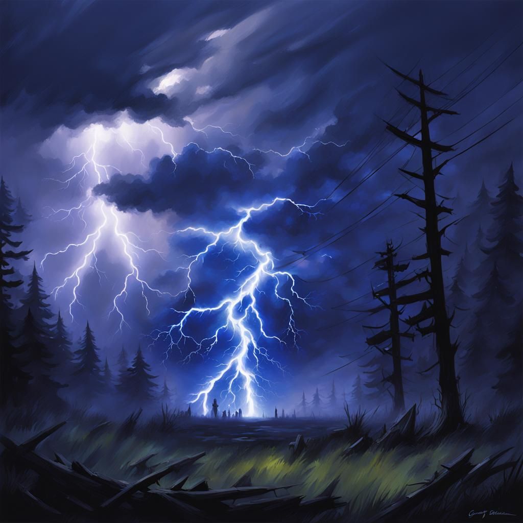 Sinister Blue Lightning, High Resolution Image