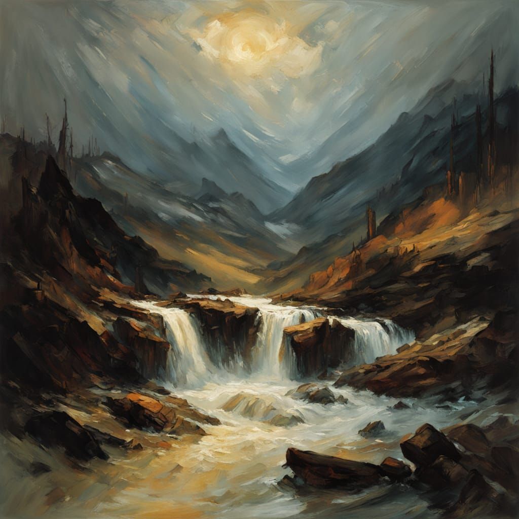 Ethereal Romantic Landscape under Starry Night Sky