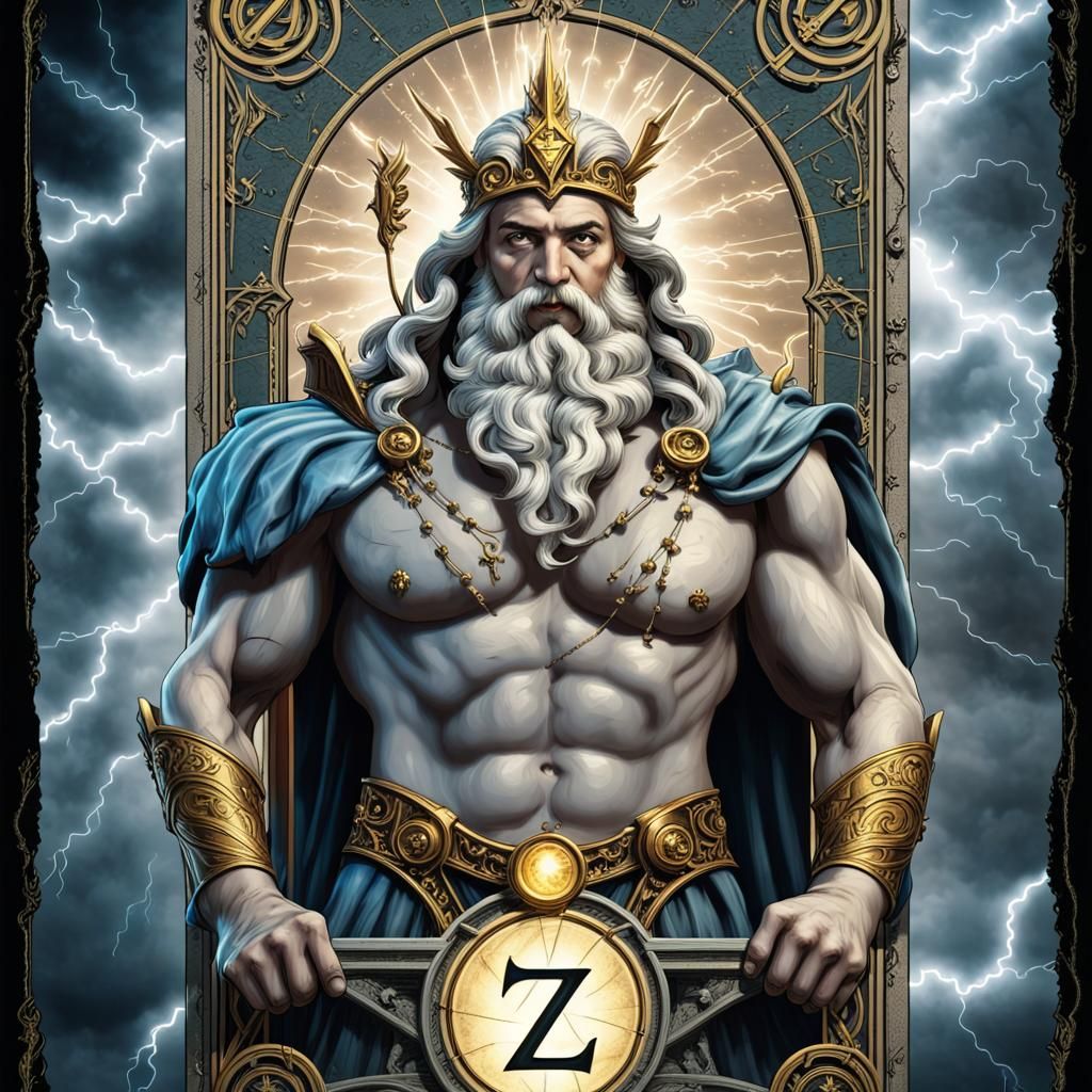 Grunge Gothic Zeus Tarot Card Design