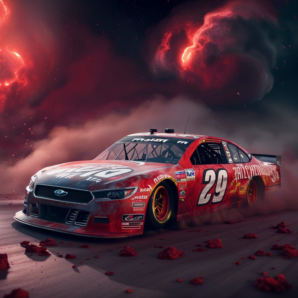 Zombified NASCAR Race in Hellish Red Atmosphere
