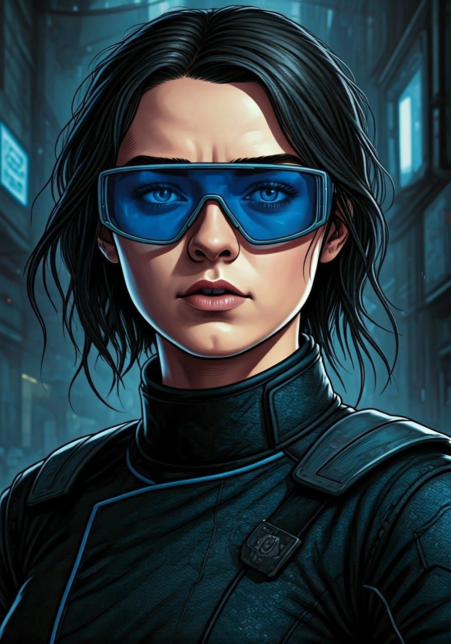 Dystopian Future Portrait in Graphic Novel Style