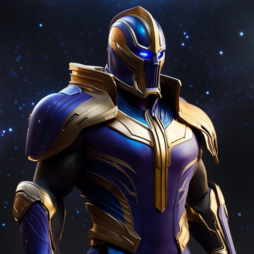 Thanos and Doctor Fate Fusion in Cyberpunk Style