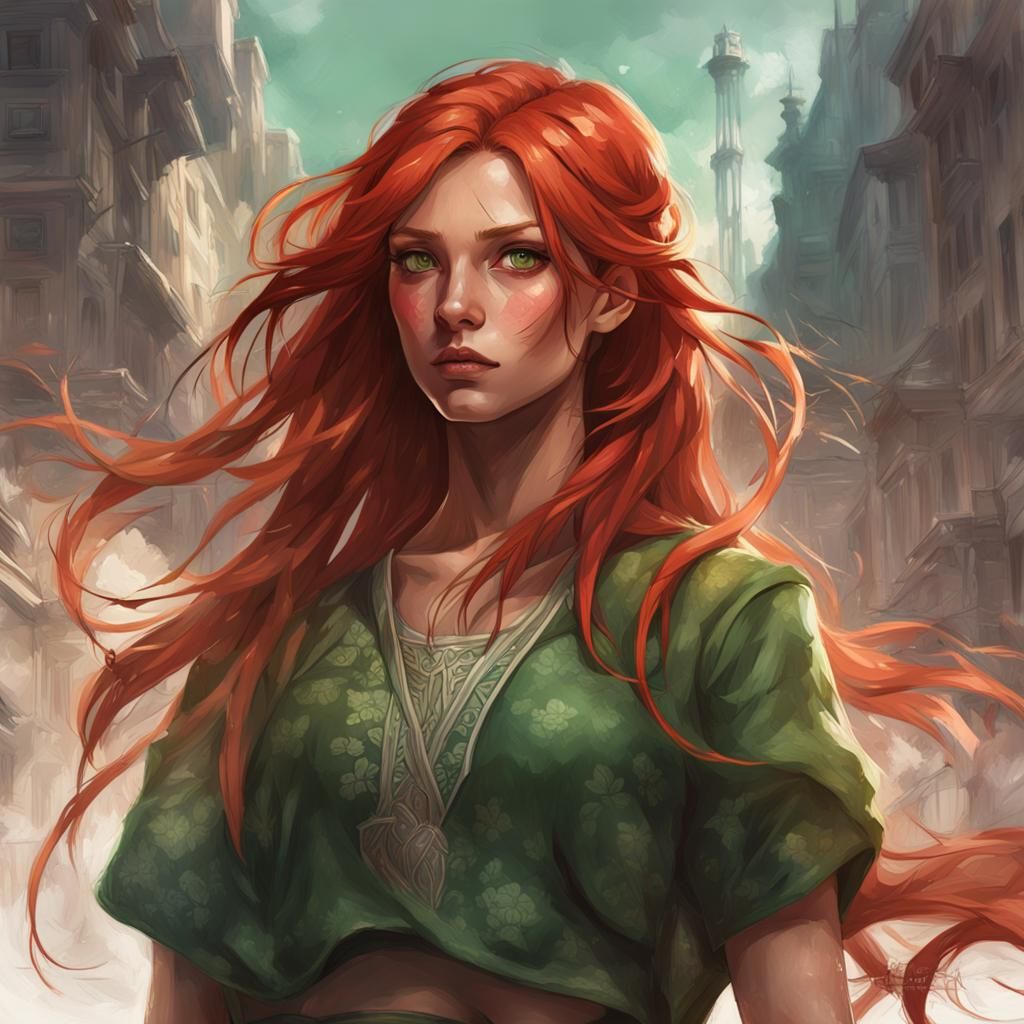 Red-Haired Woman Portrait with Dynamic Lighting