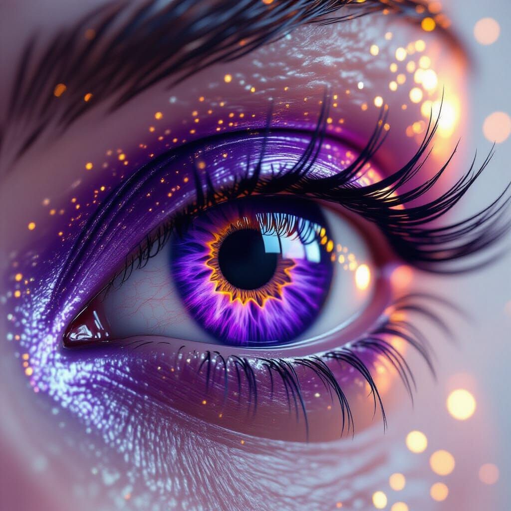 Purple and Gold Eye Iris in Matte Painting Style
