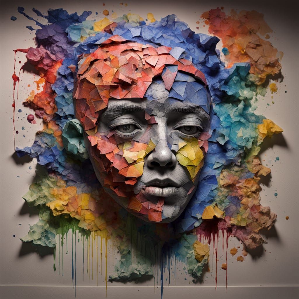 Distressed Mosaic: Hyper-Realistic Facial Sketch