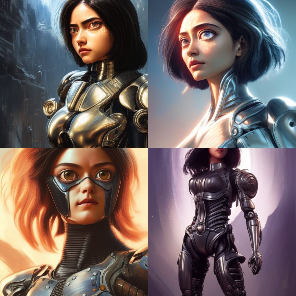 Alita Battle Angel Portrait in Hyperdetailed Style