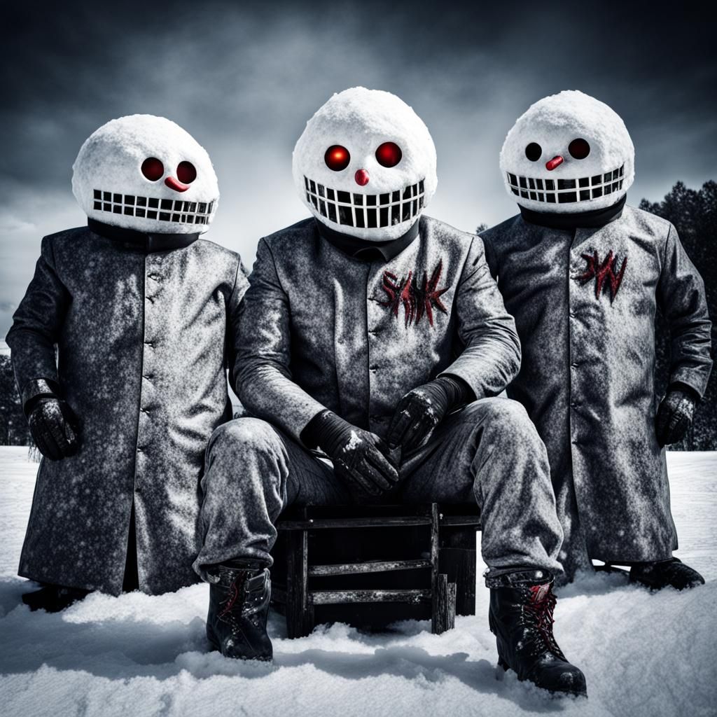 Slipknot Reimagined as Snowmen: Hyperrealistic Detail