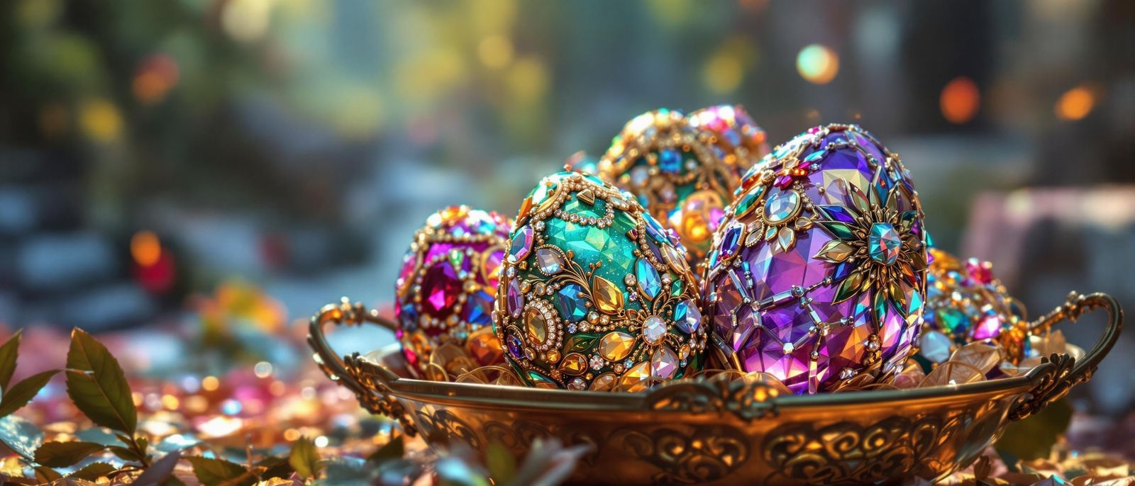 Stunning Concept Art of Decorated Eggs in a Golden Bowl
