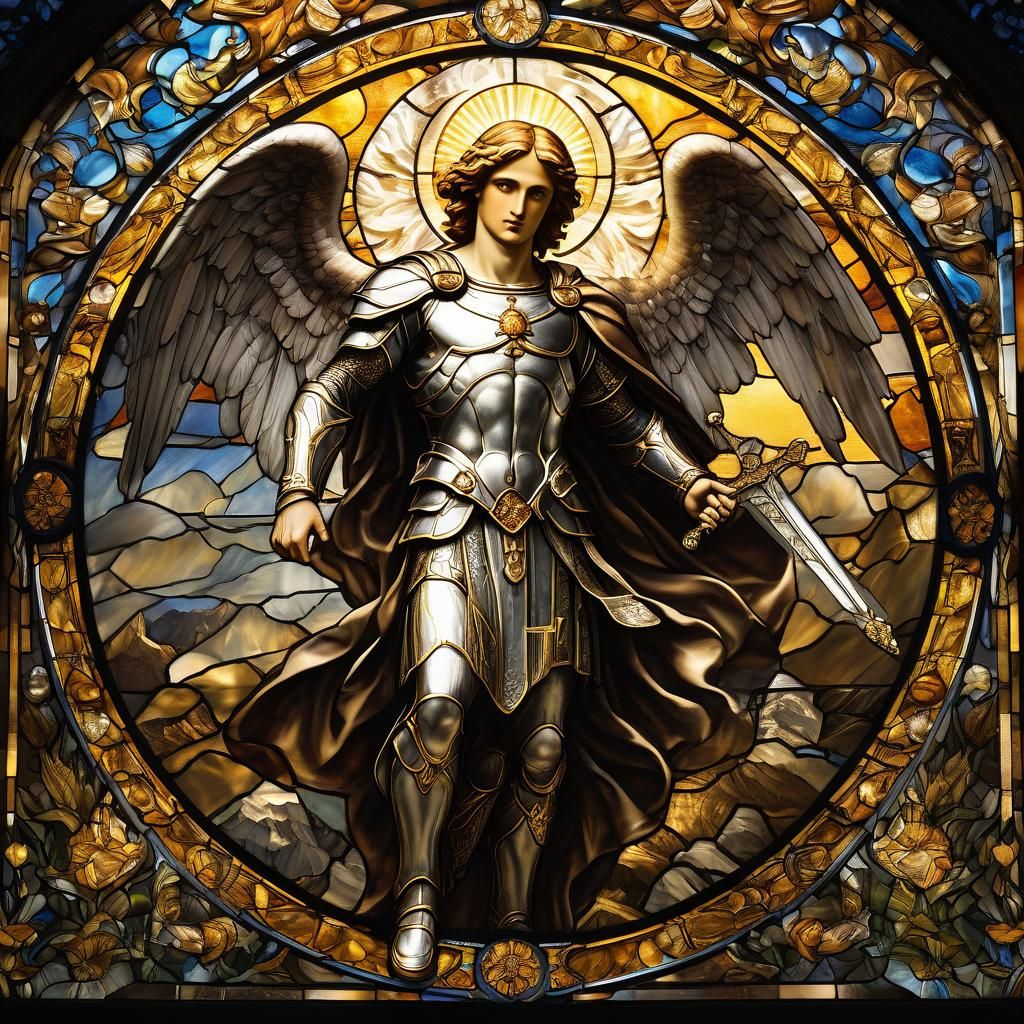 Michael Archangel Stained Glass Fantasy Photorealism