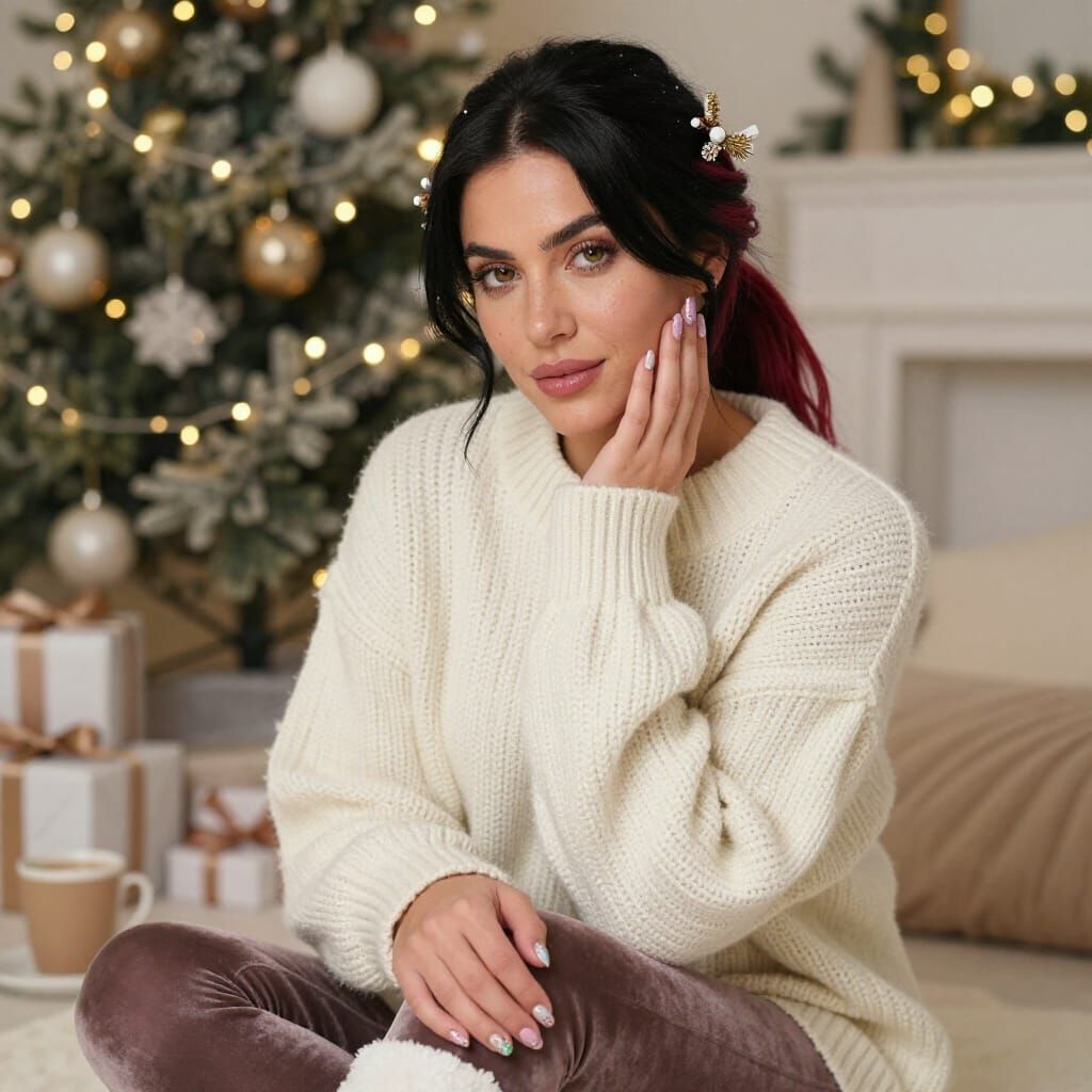 Cozy Festive Portrait With Realistic Detail