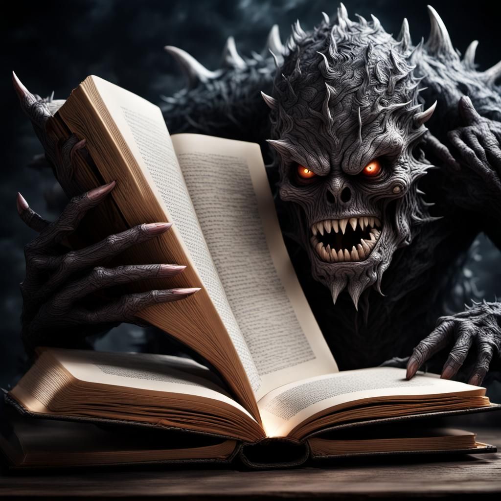 Hyperrealistic Book Monster in High Definition