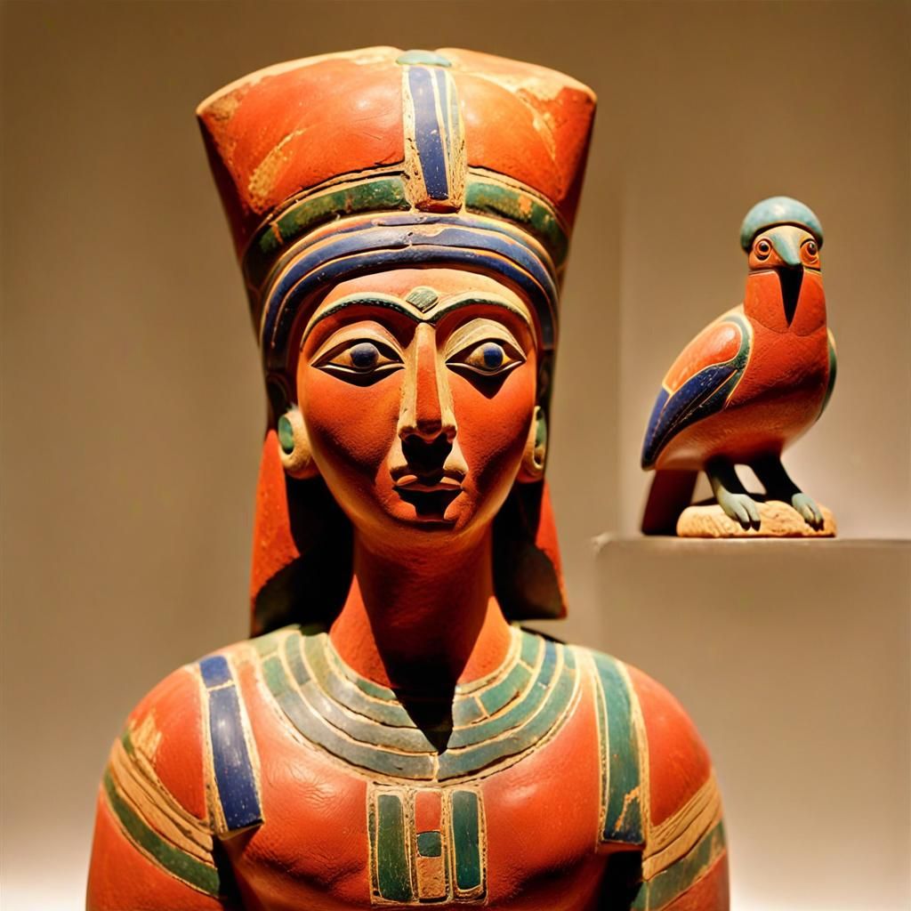 Terracotta Bird Goddess in Prehistoric Landscape