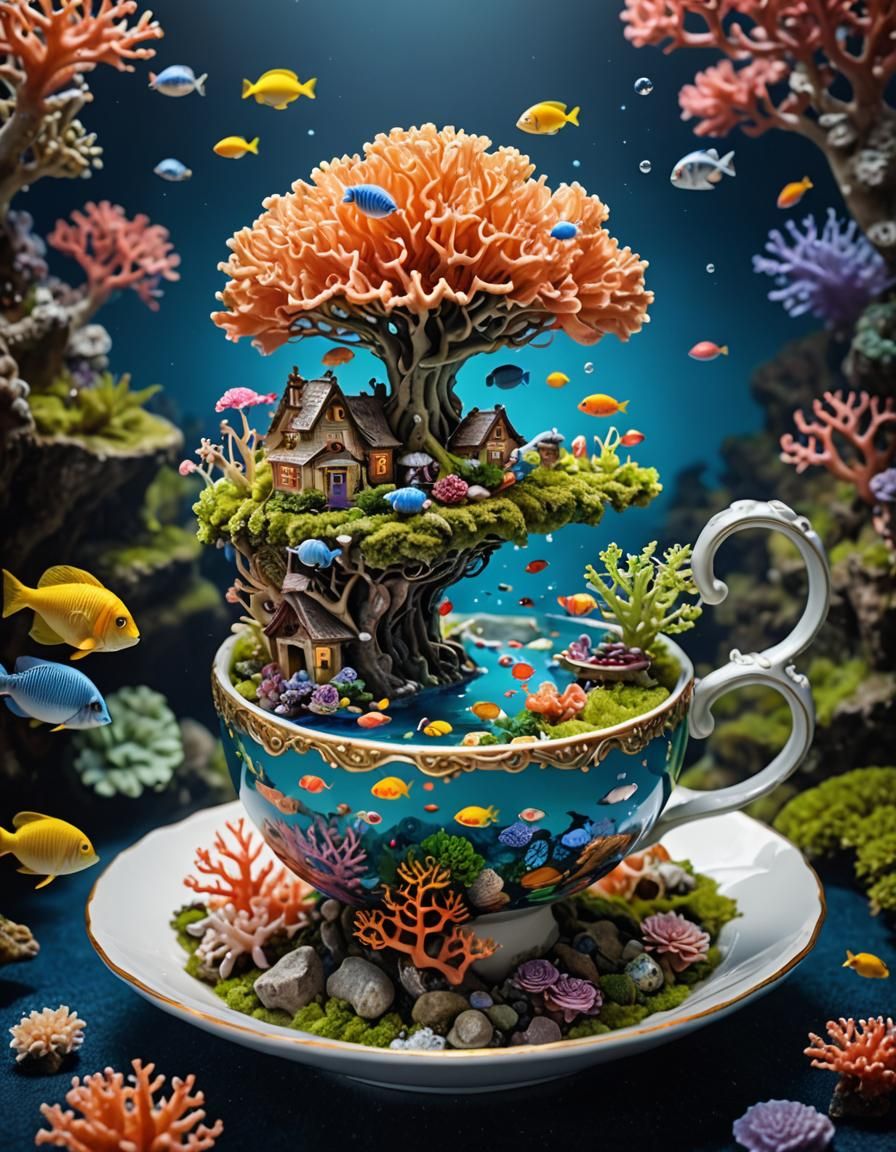 Fantasy Teacup World: A Macro Photography Art Piece