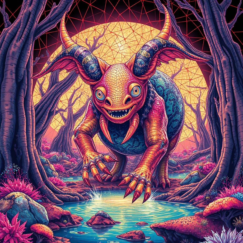 Enigmatic Binominoose Hybrid in Dreamlike Landscape