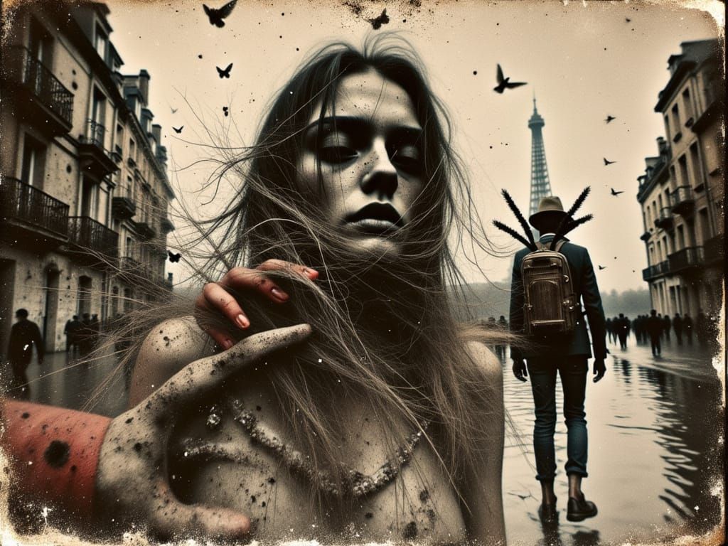 Woman Riding Through Paris with Wind in Hair