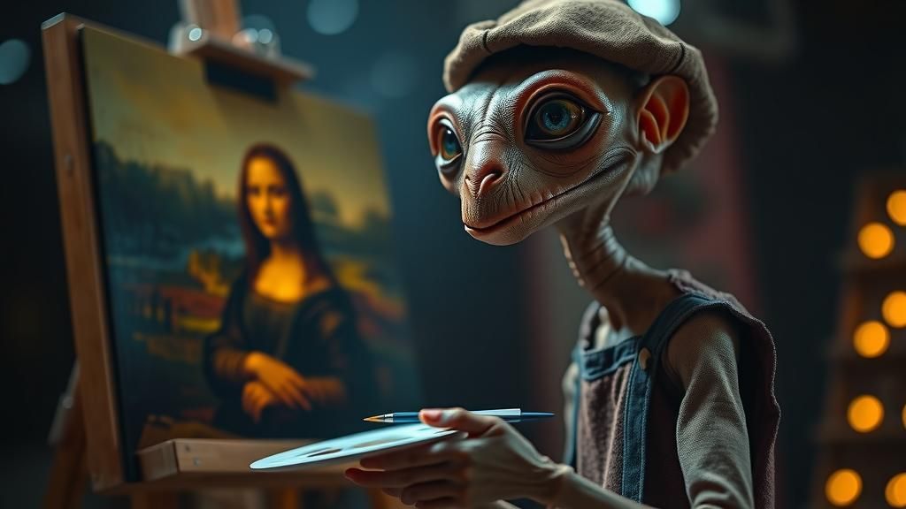 E.T. Recreates the Mona Lisa: A Professional Photograph
