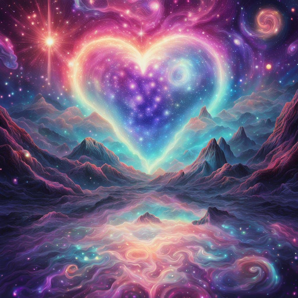 Cosmic 'I Love You' Illustration with Glowing Starlight