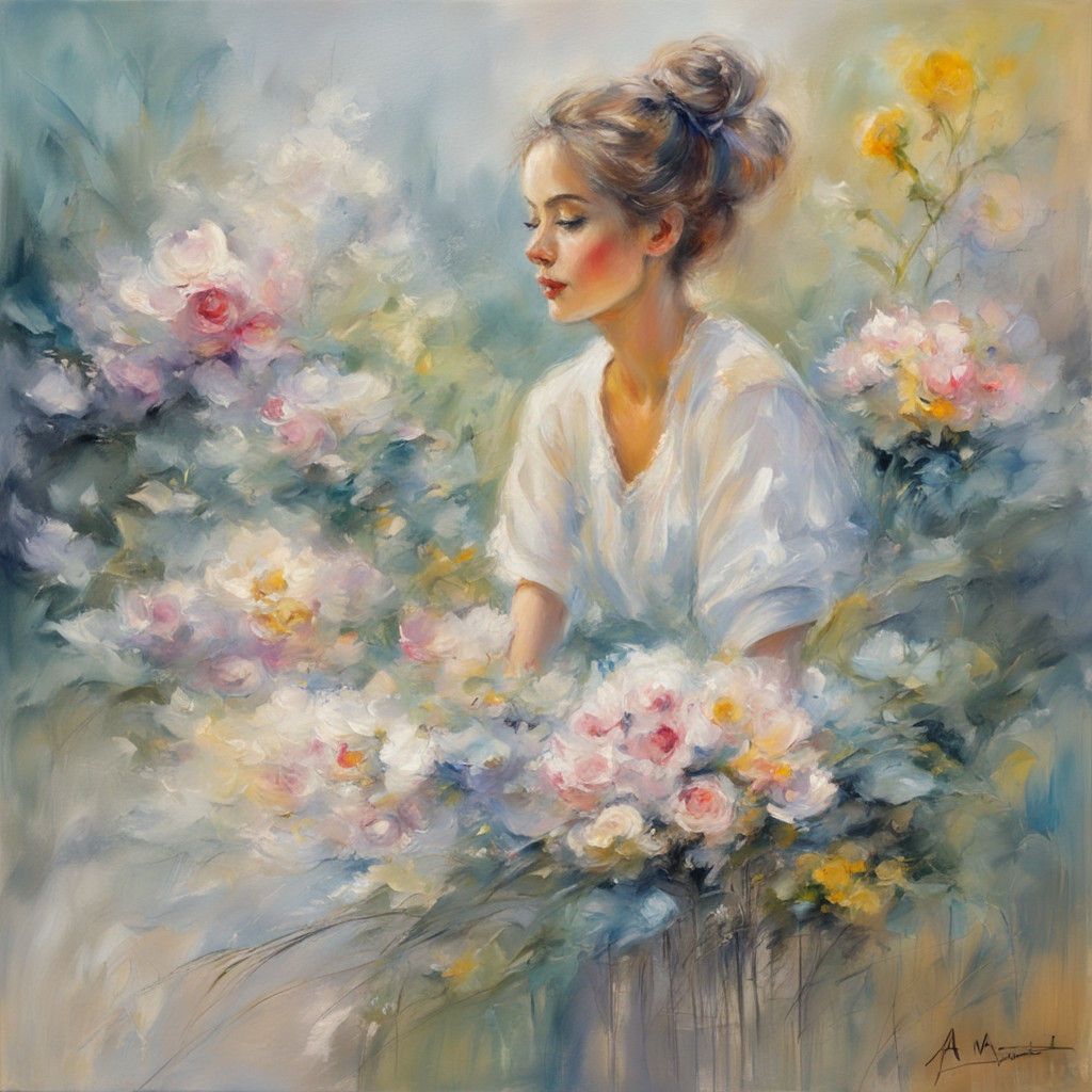 Sensual Love in Soft Pastel Hues, Inspired by Monet's Brushs...