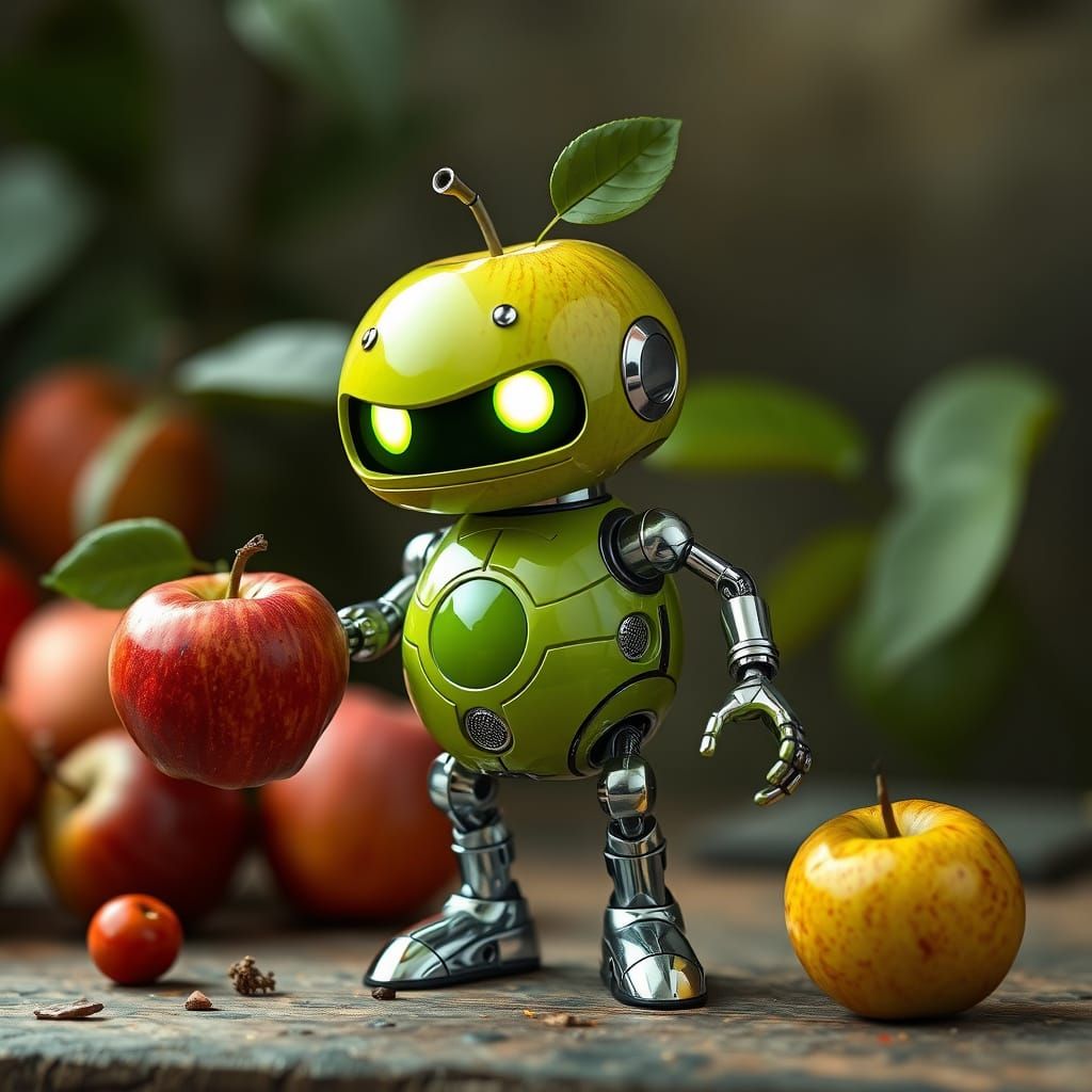 Robotic Apple in Emerald Green