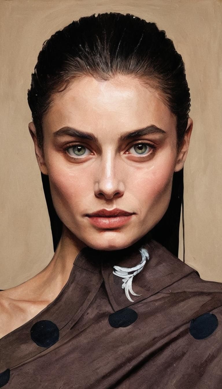 Expressionist Portrait of a Serene Woman in Bold Colors