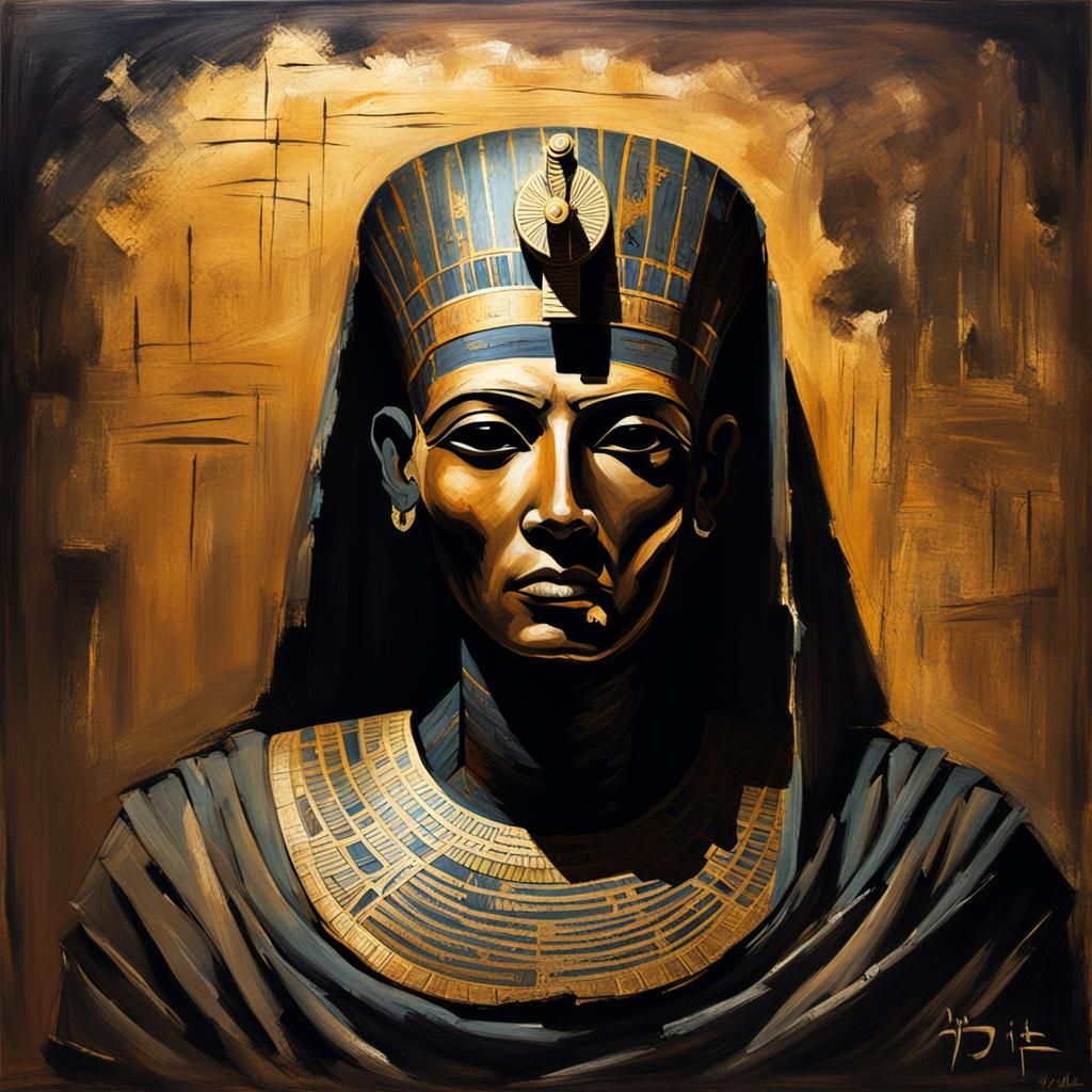 Ancient Egyptian Mummy Silhouette in Hyperrealistic Painting