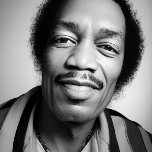 Jimmy Hendrix Close-up Portrait in Professional Style