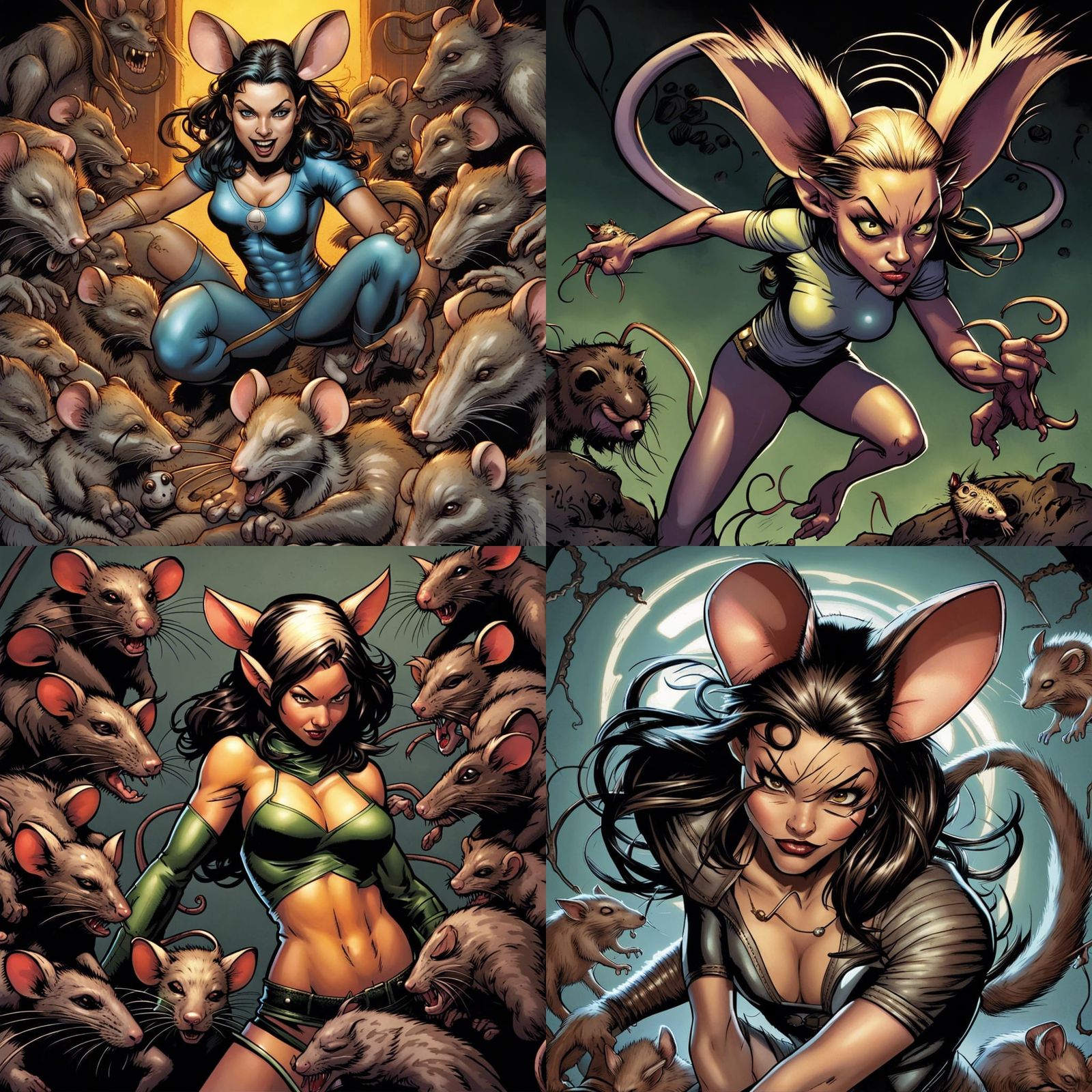 Rat Mutant Superheroine in Comic Book Style